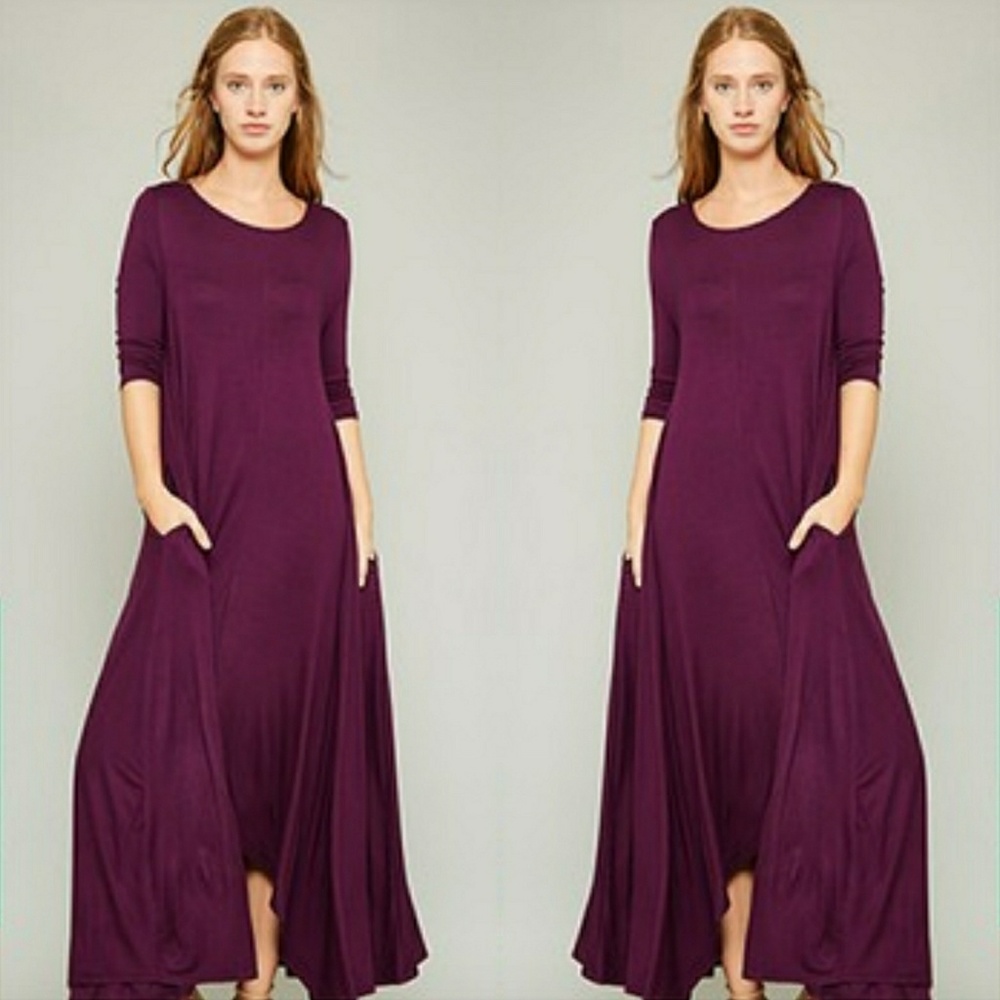 🌟New Arrival 🌟3/4 Sleeve High-Low Maxi Dress